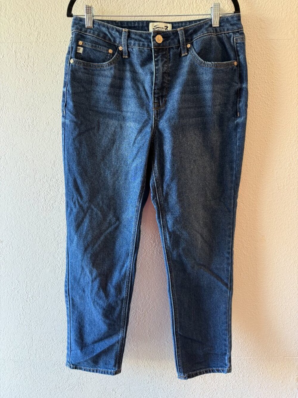 7 For All Mankind Straight Dark Wash Jeans, Size 8